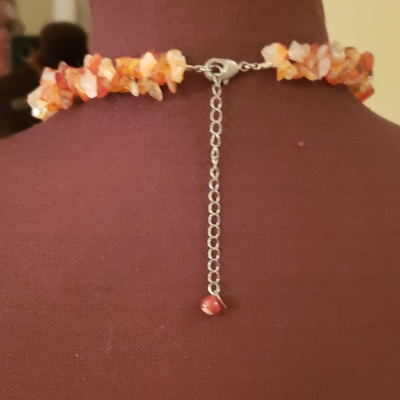 Coral red agate necklace - Picture 3 of 4